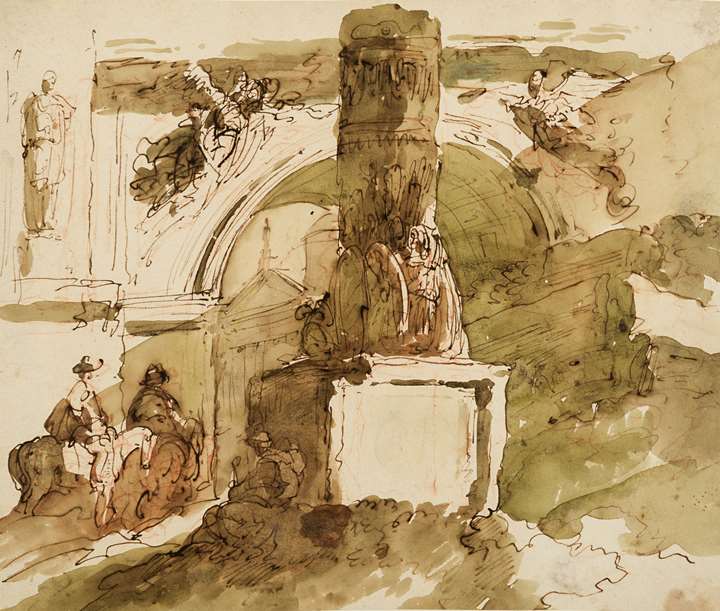 Horsemen Among Roman Ruins